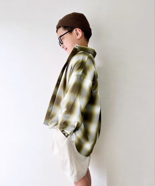 CIAOPANIC TYPY（チャオパニックティピー）の「【KIDS】オンブレチェックオーバーサイズレギュラーカラーシャツ（シャツ/ブラウス・キッズ・ブルー/イエロー・L/S/XXL/M/XL）」の13枚目の写真