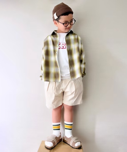 CIAOPANIC TYPY（チャオパニックティピー）の「【KIDS】オンブレチェックオーバーサイズレギュラーカラーシャツ（シャツ/ブラウス・キッズ・ブルー/イエロー・L/S/XXL/M/XL）」の12枚目の写真