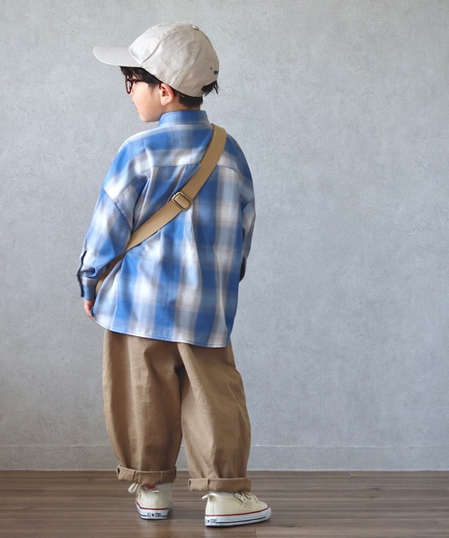 CIAOPANIC TYPY（チャオパニックティピー）の「【KIDS】オンブレチェックオーバーサイズレギュラーカラーシャツ（シャツ/ブラウス・キッズ・ブルー/イエロー・L/S/XXL/M/XL）」の18枚目の写真