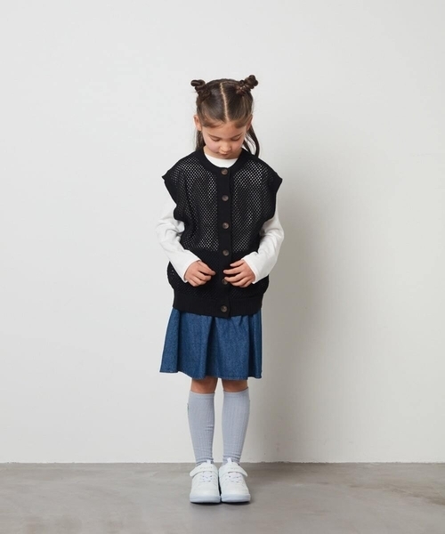 a.v.v（アーヴェヴェ）の「[140-150]タックフレアスカート（スカート・キッズ・ブルー/ブラック・140/150）」の13枚目の写真