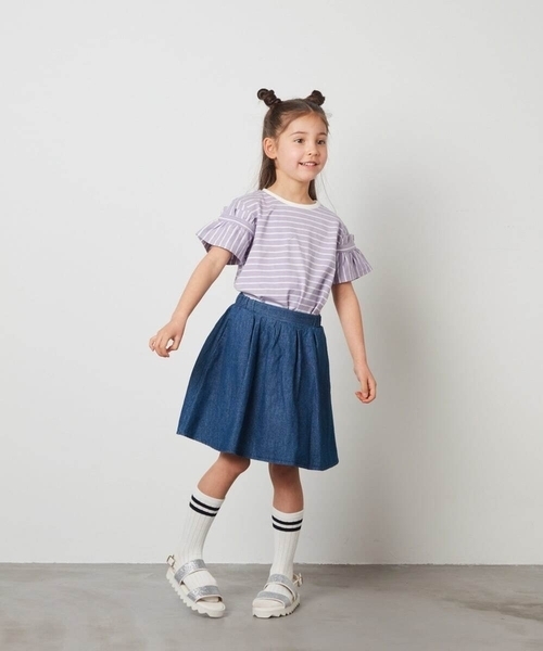 a.v.v（アーヴェヴェ）の「[140-150]タックフレアスカート（スカート・キッズ・ブルー/ブラック・140/150）」の15枚目の写真