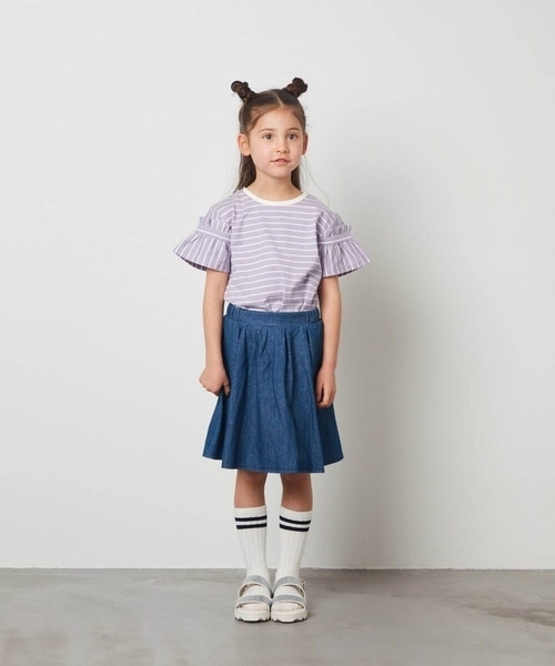a.v.v（アーヴェヴェ）の「[140-150]タックフレアスカート（スカート・キッズ・ブルー/ブラック・140/150）」の16枚目の写真