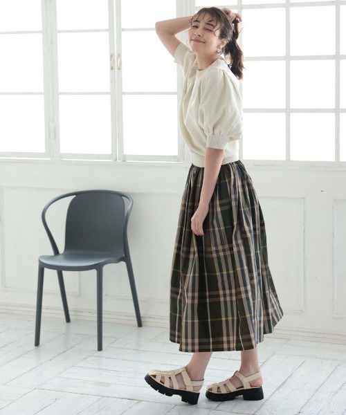 DONOBAN(ドノバン)の「チェックスカート(スカート・レディース・チャコールグレー/カーキ/ブラック/ホワイト/ネイビー・FREE)」の17枚目の写真