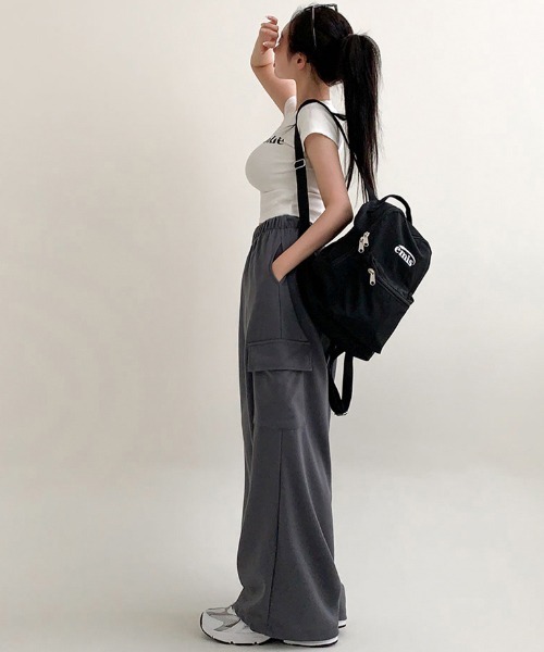 BEIDELLI（ベイデリー）の「[BELLIDE MADE] ウエストバンディングワイドカーゴパンツ（カーゴパンツ・レディース・グレー系その他/チャコール・FREE）」の8枚目の写真