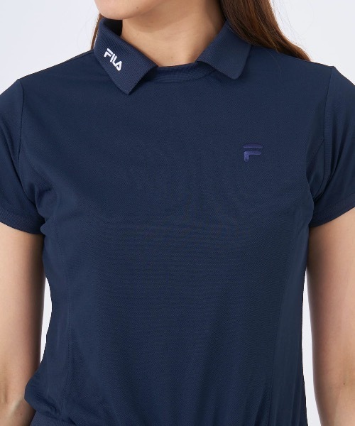 FILA - 【フィラゴルフ】ゴルフ ポロシャツ ワンピース プリーツ ストレッチ L 黄×青 FILA - 【フィラゴルフ】ゴルフ ポロシャツ ワンピース プリーツ