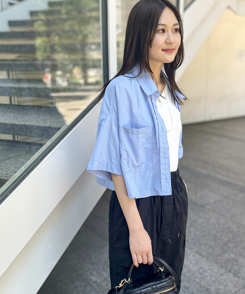 JOINT WORKS(ジョイントワークス)の「【COMMRE/コムル】ダブルポケットショートシャツ(シャツ/ブラウス・レディース・ベージュ/ブルー系その他/ホワイト・FREE)」の6枚目の写真