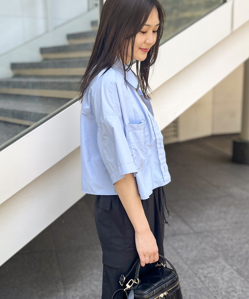 JOINT WORKS(ジョイントワークス)の「【COMMRE/コムル】ダブルポケットショートシャツ(シャツ/ブラウス・レディース・ベージュ/ブルー系その他/ホワイト・FREE)」の7枚目の写真