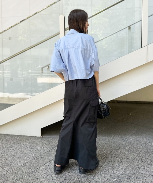 JOINT WORKS(ジョイントワークス)の「【COMMRE/コムル】ダブルポケットショートシャツ(シャツ/ブラウス・レディース・ベージュ/ブルー系その他/ホワイト・FREE)」の9枚目の写真