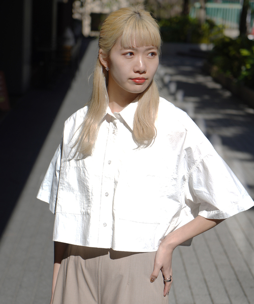 JOINT WORKS(ジョイントワークス)の「【COMMRE/コムル】ダブルポケットショートシャツ(シャツ/ブラウス・レディース・ベージュ/ブルー系その他/ホワイト・FREE)」の15枚目の写真