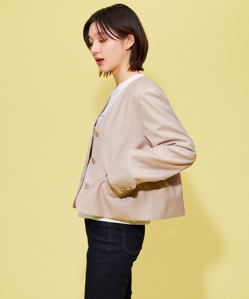 FOREVER 21（フォーエバー トゥエンティーワン）の「【BASIC】ノーカラージャケット（ノーカラージャケット・レディース・ベージュ/ブラウン・FREE）」の9枚目の写真