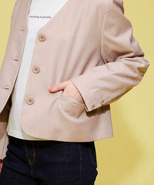 FOREVER 21（フォーエバー トゥエンティーワン）の「【BASIC】ノーカラージャケット（ノーカラージャケット・レディース・ベージュ/ブラウン・FREE）」の11枚目の写真