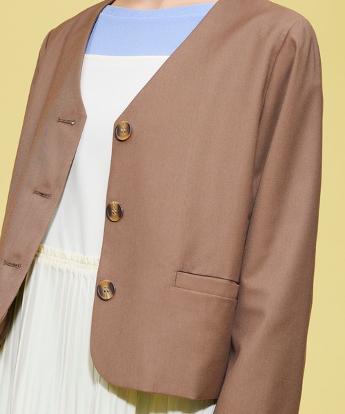 FOREVER 21（フォーエバー トゥエンティーワン）の「【BASIC】ノーカラージャケット（ノーカラージャケット・レディース・ベージュ/ブラウン・FREE）」の12枚目の写真