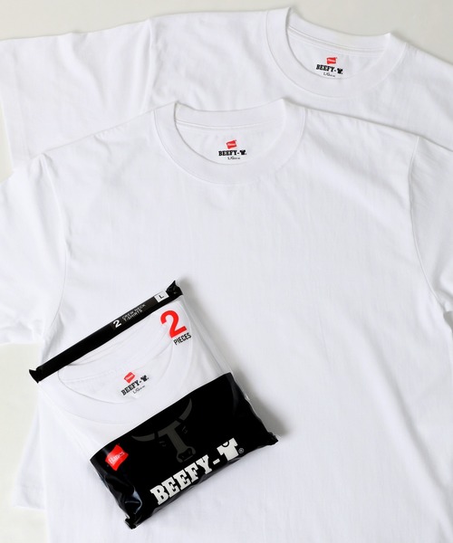 HANES(ヘインズ)の「Hanes/へインズ BEEFY/ビーフィー 2P 無地 クルーネック 半袖Tシャツ/パックT 2枚組セット/レディース メンズ(Tシャツ/カットソー・メンズ・ホワイト/ネイビー/ブラック/グレー・S/M/L/XL)」の15枚目の写真