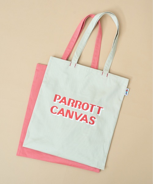 PARROTT CANVAS(パロットキャンバス)の「【PARROTT CANVAS】パロットキャンバスロゴトートバッグ(トートバッグ・レディース・ベージュ/ピンク・FREE)」の2枚目の写真