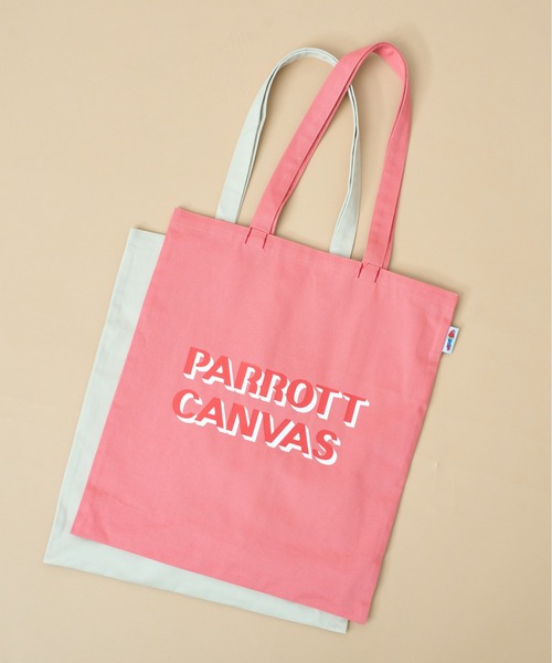 PARROTT CANVAS(パロットキャンバス)の「【PARROTT CANVAS】パロットキャンバスロゴトートバッグ(トートバッグ・レディース・ベージュ/ピンク・FREE)」の1枚目の写真
