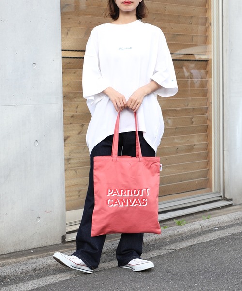 PARROTT CANVAS(パロットキャンバス)の「【PARROTT CANVAS】パロットキャンバスロゴトートバッグ(トートバッグ・レディース・ベージュ/ピンク・FREE)」の7枚目の写真