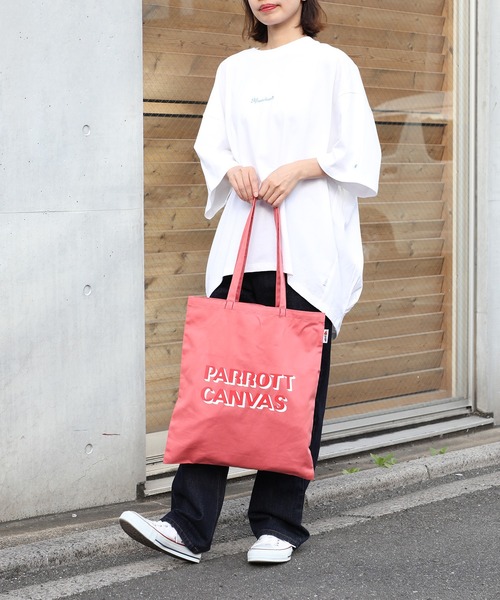 PARROTT CANVAS(パロットキャンバス)の「【PARROTT CANVAS】パロットキャンバスロゴトートバッグ(トートバッグ・レディース・ベージュ/ピンク・FREE)」の8枚目の写真
