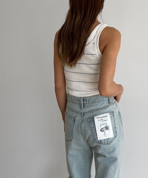CANAL JEAN(キャナルジーン)の「smileyranna ボーダーキャミソール(キャミソール・レディース・ブラック/ホワイト・ONE SIZE)」の4枚目の写真