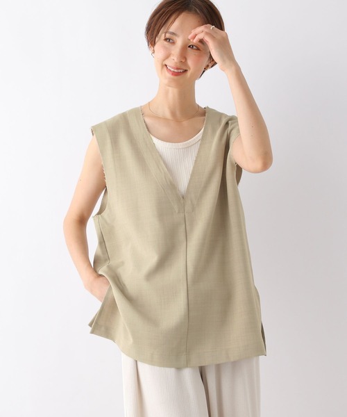 LEPSIM（レプシィム）の「リネンライクVPOジレ　189835（ベスト・レディース・ブラック/オリーブ/アイボリー・FREE）」の3枚目の写真