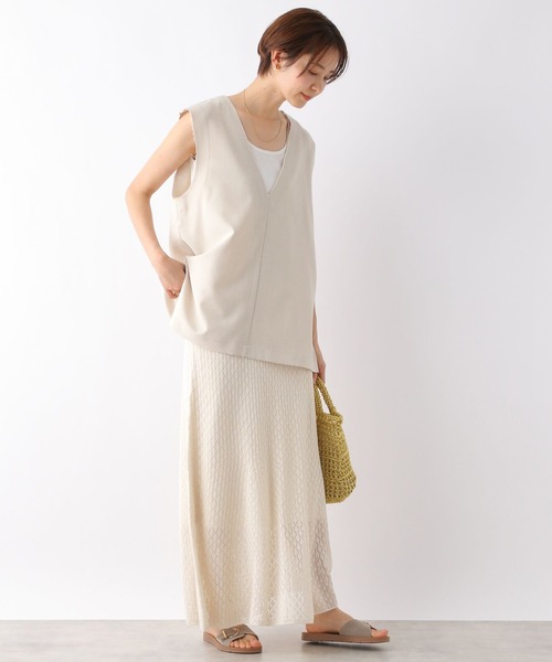 LEPSIM（レプシィム）の「リネンライクVPOジレ　189835（ベスト・レディース・ブラック/オリーブ/アイボリー・FREE）」の5枚目の写真
