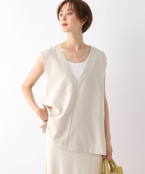 LEPSIM（レプシィム）の「リネンライクVPOジレ　189835（ベスト・レディース・ブラック/オリーブ/アイボリー・FREE）」の6枚目の写真
