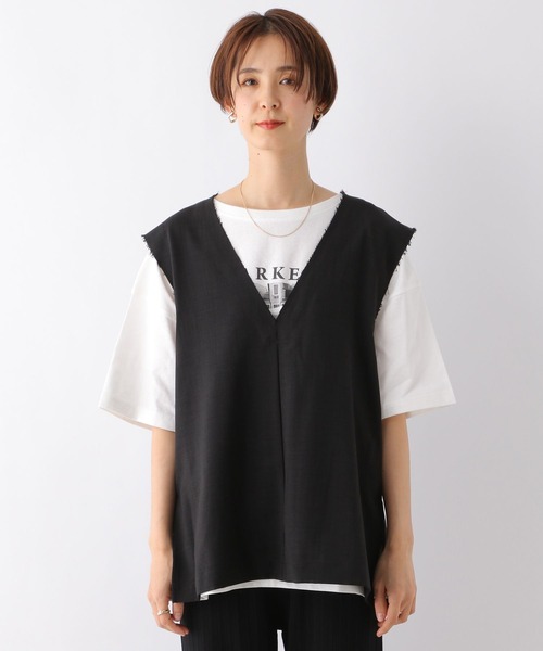 LEPSIM（レプシィム）の「リネンライクVPOジレ　189835（ベスト・レディース・ブラック/オリーブ/アイボリー・FREE）」の12枚目の写真