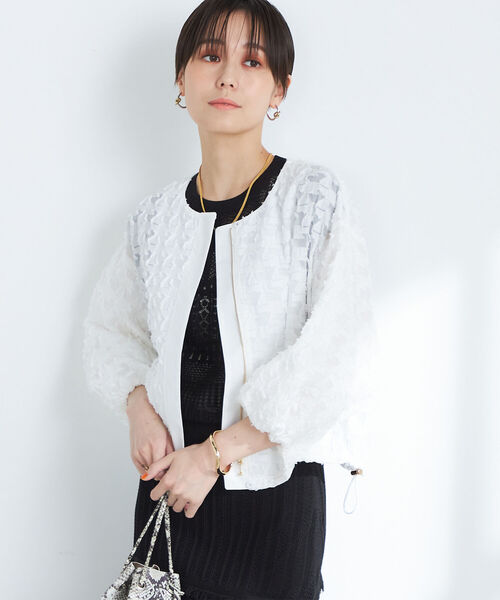 美品　NOLLEY'S sophiノーリーズ　カットジャガードライトブルゾン　黒 NOLLEY'S Sophi（ノーリーズソフィ）の「カットジャガードライト