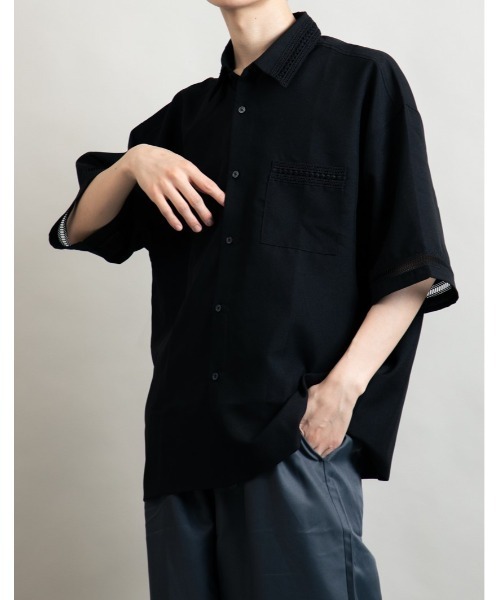 En serio TOKYO(エンソリオトーキョー)の「ポリトロ ワイドシルエット レース切り替え ワンポケットシャツ(シャツ/ブラウス・メンズ・ホワイト/ブラック・M/L)」の17枚目の写真