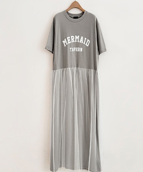 DAY CLOSET（デイ クローゼット）の「レディース ロゴスウェットとチュールスカートのドッキングワンピース（ワンピース・レディース・ベージュ/ホワイト/ブラック/グレー・ONE SIZE）」の12枚目の写真