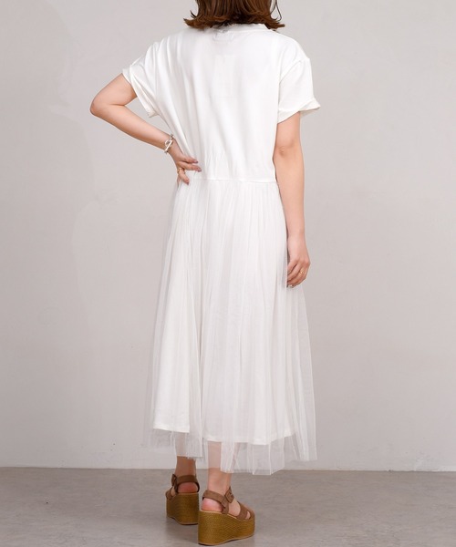 DAY CLOSET（デイ クローゼット）の「レディース ロゴスウェットとチュールスカートのドッキングワンピース（ワンピース・レディース・ベージュ/ホワイト/ブラック/グレー・ONE SIZE）」の22枚目の写真