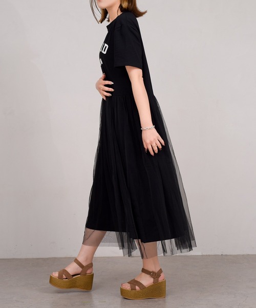 DAY CLOSET（デイ クローゼット）の「レディース ロゴスウェットとチュールスカートのドッキングワンピース（ワンピース・レディース・ベージュ/ホワイト/ブラック/グレー・ONE SIZE）」の17枚目の写真