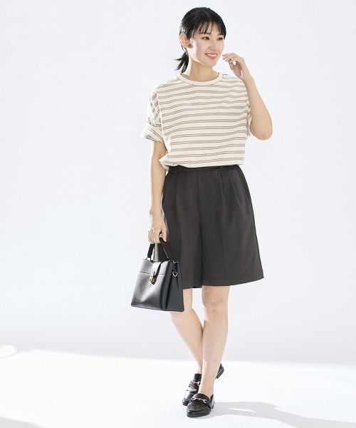 Le temps riche（ルタンリッシュ）の「【セットアップ対応】ツータックセンタープレスハーフパンツ＜Le temps riche＞（その他パンツ・レディース・ベージュ/チャコールグレー・M/LL/L）」の13枚目の写真