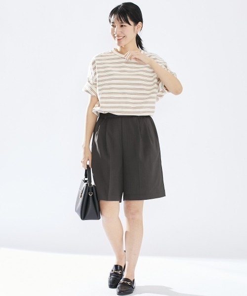 Le temps riche（ルタンリッシュ）の「【セットアップ対応】ツータックセンタープレスハーフパンツ＜Le temps riche＞（その他パンツ・レディース・ベージュ/チャコールグレー・M/LL/L）」の19枚目の写真