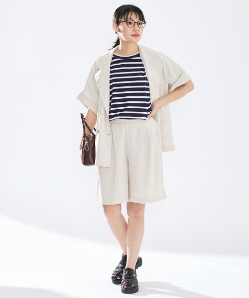 Le temps riche（ルタンリッシュ）の「【セットアップ対応】ツータックセンタープレスハーフパンツ＜Le temps riche＞（その他パンツ・レディース・ベージュ/チャコールグレー・M/LL/L）」の11枚目の写真