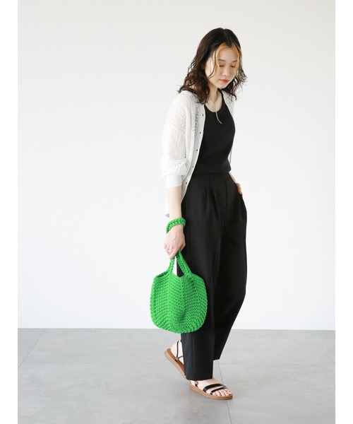 Samansa Mos2 blue（サマンサモスモスブルー）の「透かしレース編みクルーカーディガン（カーディガン/ボレロ・レディース・グレー系その他/オフホワイト/ブラック・F）」の10枚目の写真