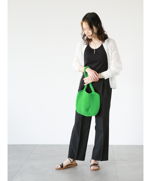 Samansa Mos2 blue（サマンサモスモスブルー）の「透かしレース編みクルーカーディガン（カーディガン/ボレロ・レディース・グレー系その他/オフホワイト/ブラック・F）」の11枚目の写真