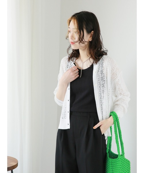 Samansa Mos2 blue（サマンサモスモスブルー）の「透かしレース編み