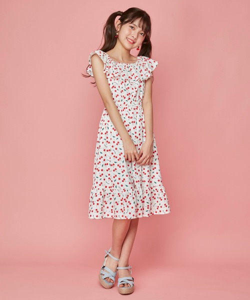 JENNI love(ジェニィラブ)の「3wayチェリー柄ワンピ(ワンピース・キッズ・オフホワイト/ネイビー・140cm/130cm/160cm/150cm)」の5枚目の写真