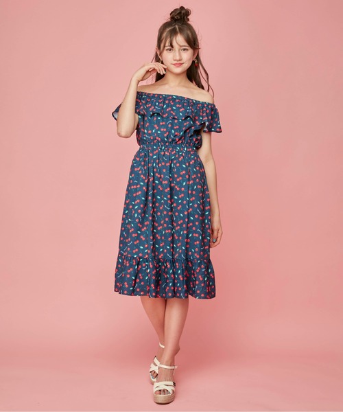 JENNI love(ジェニィラブ)の「3wayチェリー柄ワンピ(ワンピース・キッズ・オフホワイト/ネイビー・140cm/130cm/160cm/150cm)」の8枚目の写真