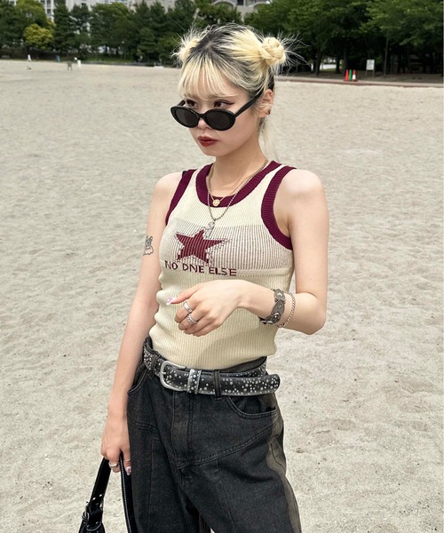 sedacle（セダクル）の「ringer tank top（タンクトップ・レディース・オフホワイト/ブルー/ベージュ・FREE）」の2枚目の写真