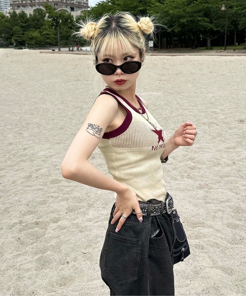 sedacle（セダクル）の「ringer tank top（タンクトップ・レディース・オフホワイト/ブルー/ベージュ・FREE）」の18枚目の写真