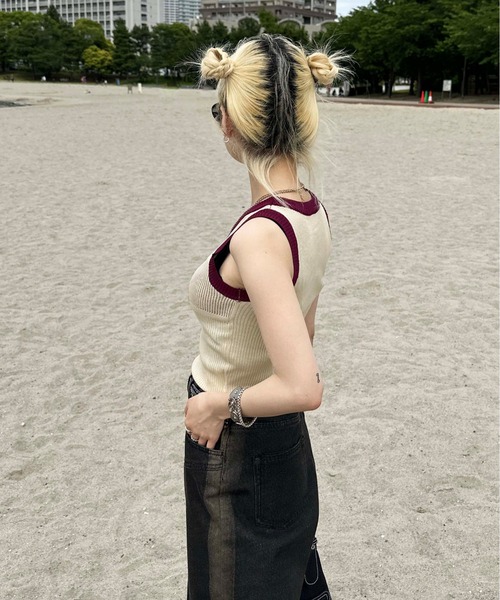 sedacle（セダクル）の「ringer tank top（タンクトップ・レディース・オフホワイト/ブルー/ベージュ・FREE）」の12枚目の写真