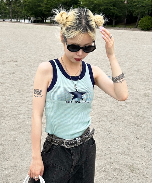sedacle（セダクル）の「ringer tank top（タンクトップ・レディース・オフホワイト/ブルー/ベージュ・FREE）」の19枚目の写真