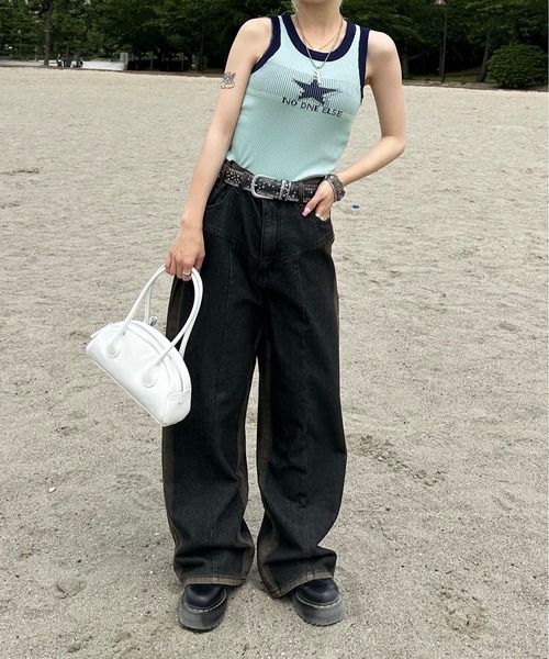 sedacle（セダクル）の「ringer tank top（タンクトップ・レディース・オフホワイト/ブルー/ベージュ・FREE）」の6枚目の写真