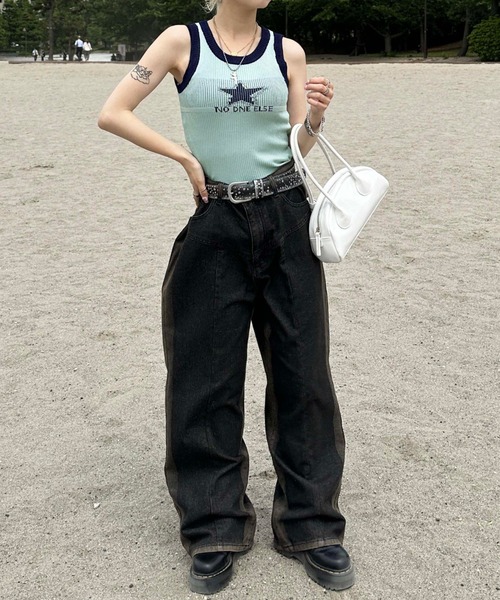 sedacle（セダクル）の「ringer tank top（タンクトップ・レディース・オフホワイト/ブルー/ベージュ・FREE）」の9枚目の写真
