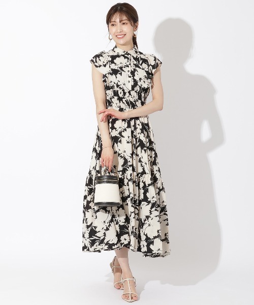 24SS/アンドクチュール/フリルシャツワンピース/ロング/花柄/ティアード 24SS/アンドクチュール/フリルシャツワンピース/ロング/花柄