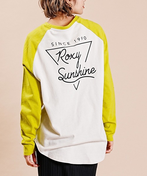 ROXY(ロキシー)の「ROXY/ロキシー ロゴロンT ラグランスリーブ ラウンドTシャツ RLT234025(Tシャツ/カットソー・レディース・ホワイト系その他/ホワイト×グリーン/ホワイト×ネイビー・M)」の2枚目の写真