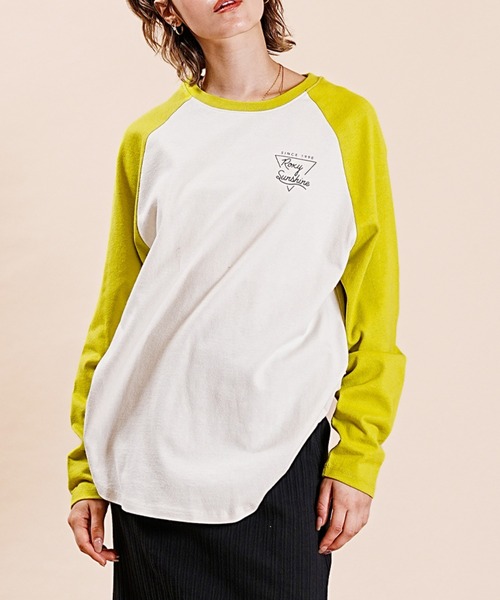 ROXY(ロキシー)の「ROXY/ロキシー ロゴロンT ラグランスリーブ ラウンドTシャツ RLT234025(Tシャツ/カットソー・レディース・ホワイト系その他/ホワイト×グリーン/ホワイト×ネイビー・M)」の5枚目の写真