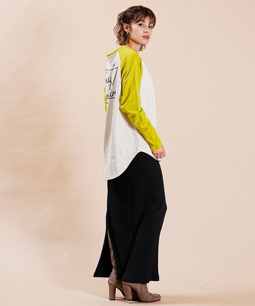 ROXY(ロキシー)の「ROXY/ロキシー ロゴロンT ラグランスリーブ ラウンドTシャツ RLT234025(Tシャツ/カットソー・レディース・ホワイト系その他/ホワイト×グリーン/ホワイト×ネイビー・M)」の9枚目の写真