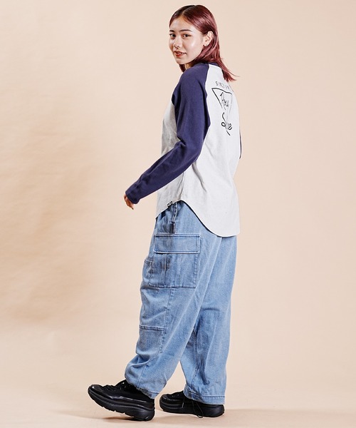 ROXY(ロキシー)の「ROXY/ロキシー ロゴロンT ラグランスリーブ ラウンドTシャツ RLT234025(Tシャツ/カットソー・レディース・ホワイト系その他/ホワイト×グリーン/ホワイト×ネイビー・M)」の22枚目の写真